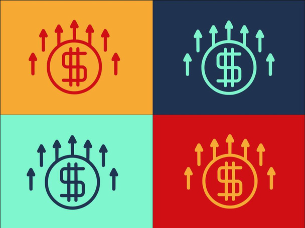 Para Büyüyen Logo Şablonu, Basit Düz Para Simgesi, Başarı, Finans - Vektör, Görsel