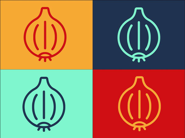 Πρότυπο λογότυπο κρεμμυδιού, απλή επίπεδη εικόνα του κρεμμυδιού, υγιή, τρόφιμα - Διάνυσμα, εικόνα