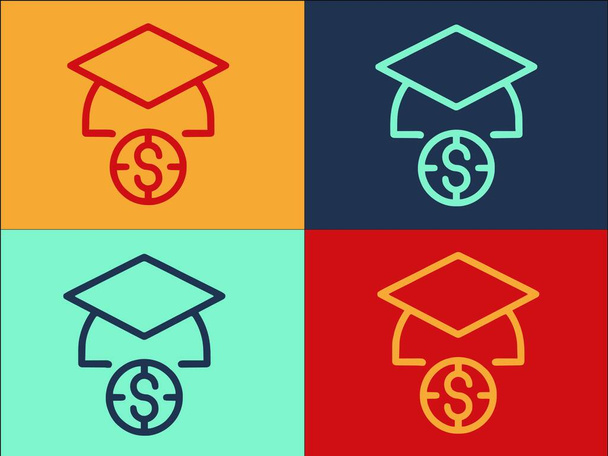 Bezahltes Degree Logo Template, Einfache flache Ikone des College, Bezahlt, Abschluss - Vektor, Bild