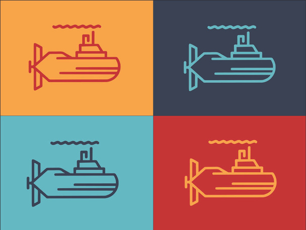 Plantilla del logotipo del submarino del periscopio, icono plano simple del periscopio, submarino, mar - Vector, Imagen