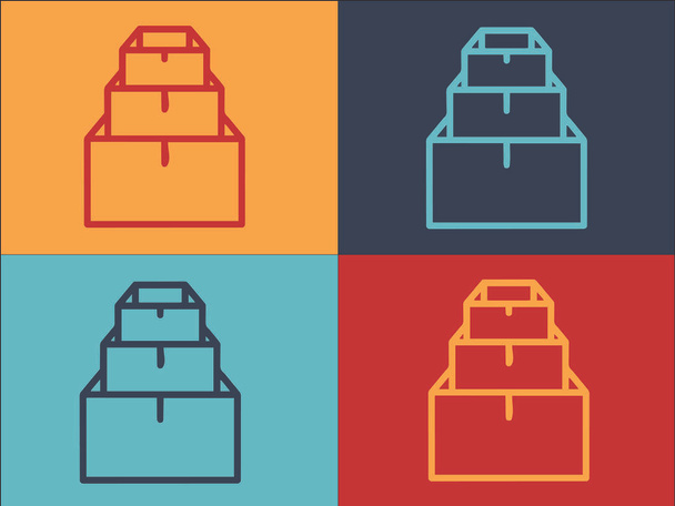 Πρότυπο λογότυπων κιβωτίων στοίβας Pile, απλό επίπεδο εικονίδιο της στοίβας, παράδοση, χαρτόνι - Διάνυσμα, εικόνα