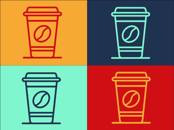 Muovi Cup Logo malli, yksinkertainen tasainen kuvake Cup, kahvi, juoma - Vektori, kuva