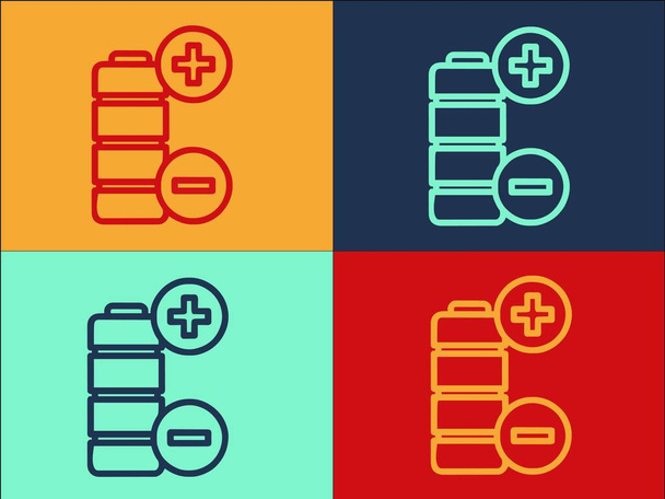 Plus Minus Battery Logo Template, Simple Flat Icon Of Battery, Minus, Plus - Vector, Image