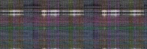 Классический зимний тартан вязать шерсть клетчатый бесшовной границы края. Retro gingham checker trim background. Ткань шотландский мужской твидовый стежок эффект ремесла ленная лента баннер.  - Фото, изображение
