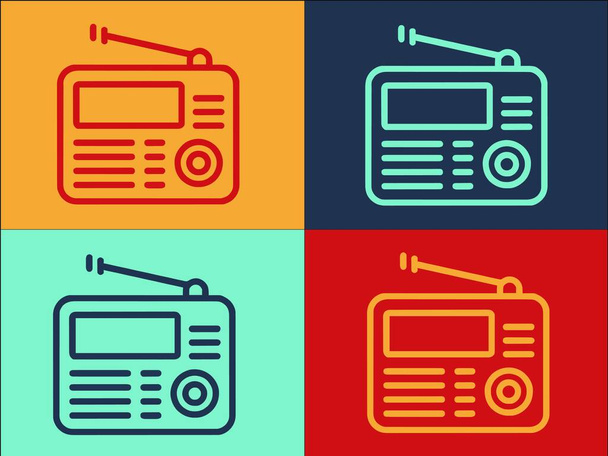Modello di logo del progetto radio, Icona piatta semplice della radio, Tecnologia, Lavoro - Vettoriali, immagini