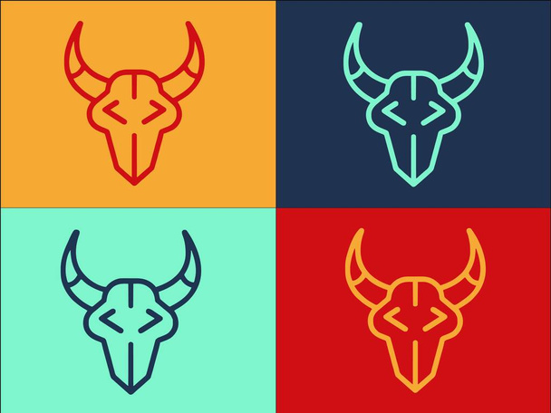 Ranch Cow Skull Logo Template, Eenvoudige platte icoon van Bull, Schedel, Koe - Vector, afbeelding