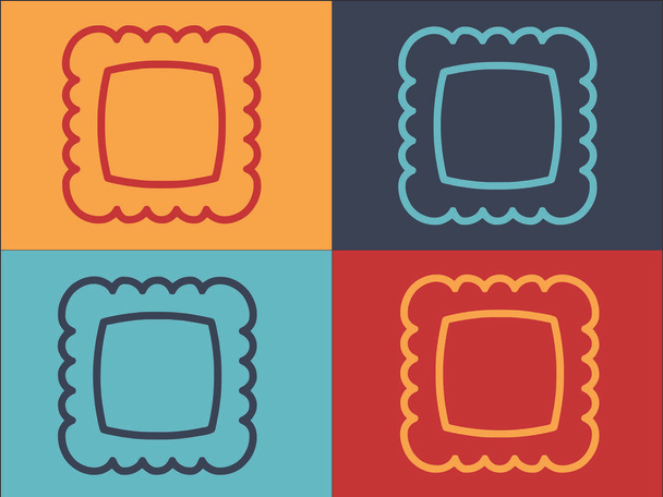 Modèle de logo de dîner de ravioli, icône plate simple de nourriture, dîner, ravioli - Vecteur, image