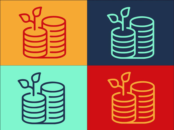Tulos Raha Kolikot Stack Logo malli, Yksinkertainen tasainen kuvake Finance, pino, menestys - Vektori, kuva