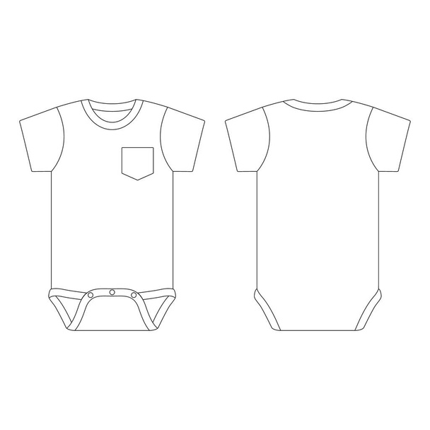Modèle poche bébé onesie vecteur illustration croquis plan design contour - Vecteur, image