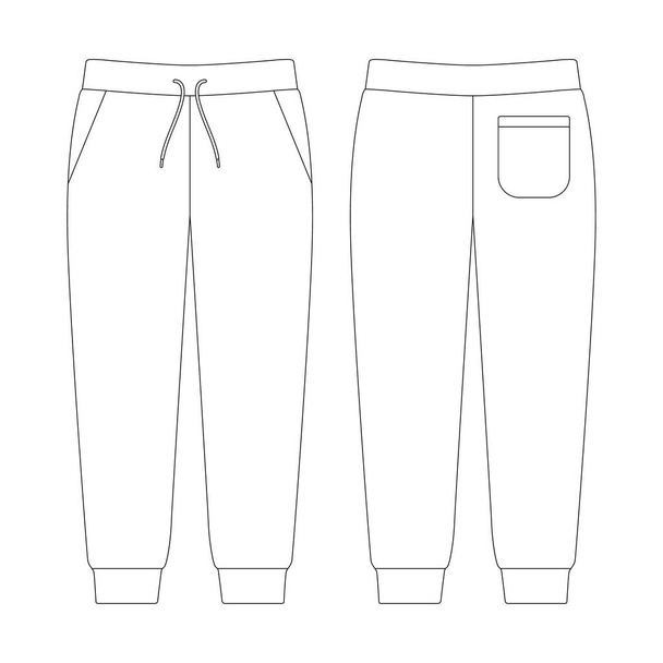 Modelo jogger sweatpants patch vetor de bolso ilustração esboço de design de esboço plano - Vetor, Imagem