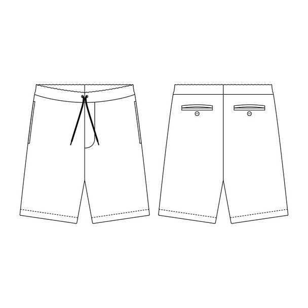 Modelo calças curtas vetor ilustração design plano esboço vestuário coleção - Vetor, Imagem