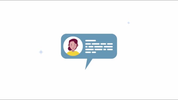 female contact in speech bubble social media - Footage, Video