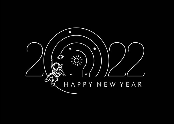 Hyvää uutta vuotta 2022 astronautti suunnittelu, vektori kuvitus. - Vektori, kuva