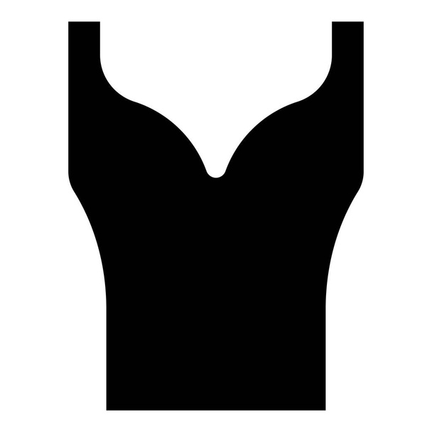 Women's clothing top dress Jersey shirt blouse jumper singlet icon black color vector illustration flat style simple image - Vector, imagen
