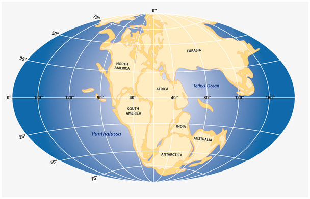 Векторна графіка суходолу суперконтиненту Пангея - Вектор, зображення