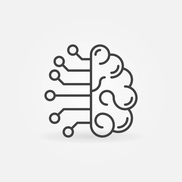 Artificial Intelligence Brain outline minimal vector concept icon - Vetor, Imagem