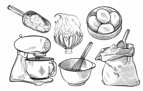 Collection of vector images of handmade cakes and pastries - ベクター画像