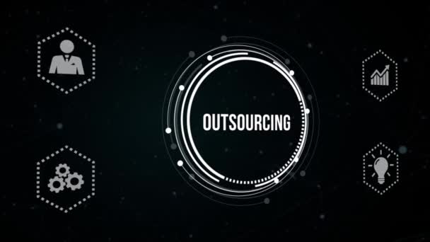 Internet, bedrijfsleven, technologie en netwerkconcept. Outsourcing van human resources. Virtuele knop. - Video