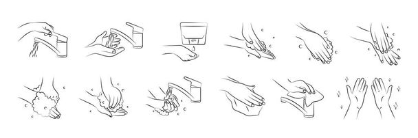 Juego de lavado de manos
 - Vector, Imagen