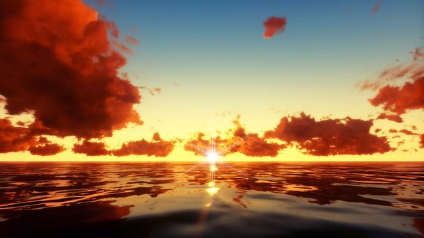 Hermoso cielo de colores en la puesta del sol sobre el agua del mar
 - Foto, imagen