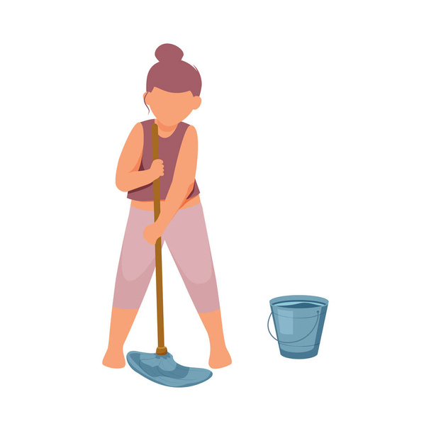Woman Washing Floor Composition - Vector, Image