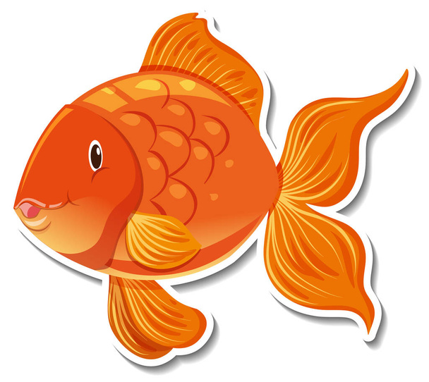 Cute golden fish sea animal cartoon sticker illustration - Vector, Image