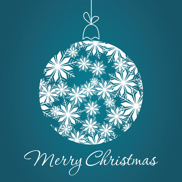 Merry Christmas Greeting Card with snowball made of triangles . - Vector, afbeelding
