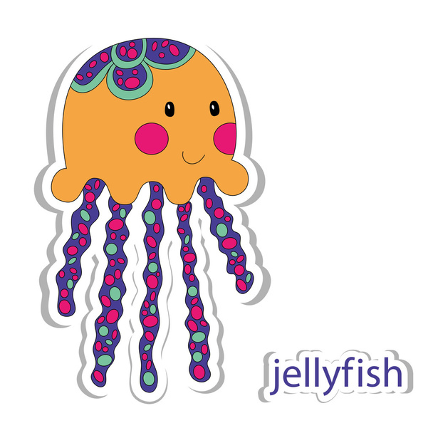 Cartoon jellyfish isolated on white - ベクター画像