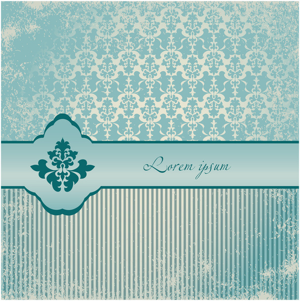 Beautiful invitation card with vintage floral elements on grunge textured paper. - Vector, Imagen