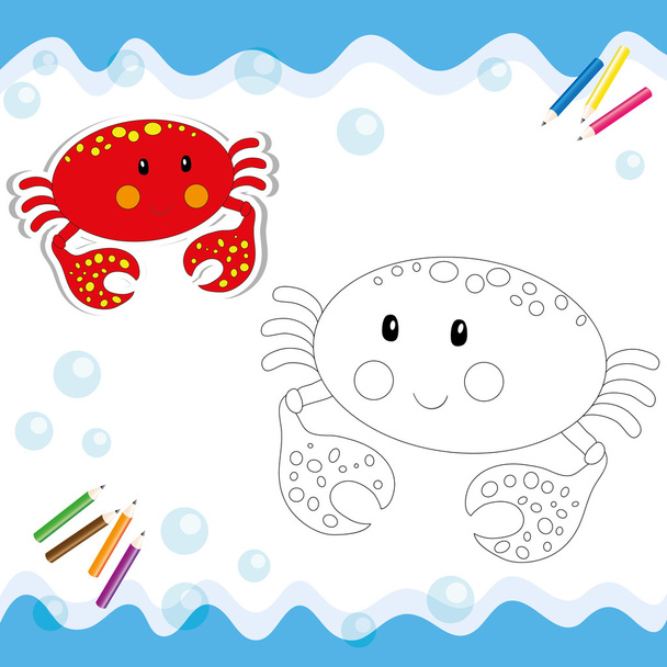 Cartoon crab isolated on white. - ベクター画像