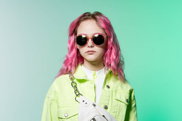 beautiful woman pink hair decoration summer style fashion - 写真・画像