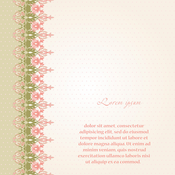 Beautiful invitation card with vintage floral elements - Vector, imagen