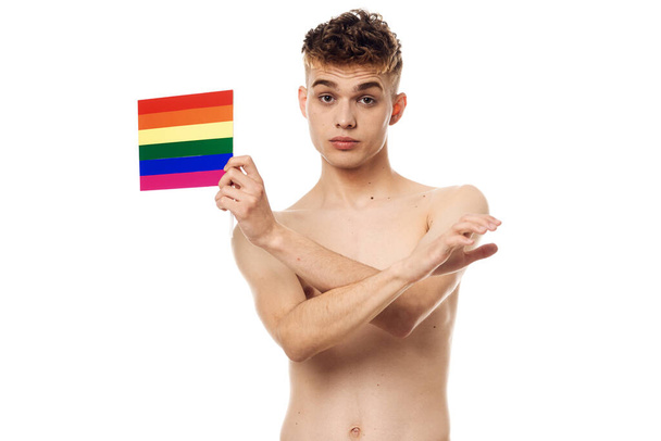 man with flag community transgender freedom discrimination - 写真・画像