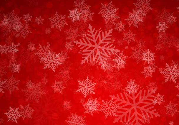 Красный рождественский фон с белыми снежинками. - Фото, изображение