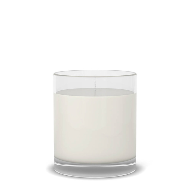 Wax candle in a glass. 3d illustration isolated on white background  - Fotoğraf, Görsel