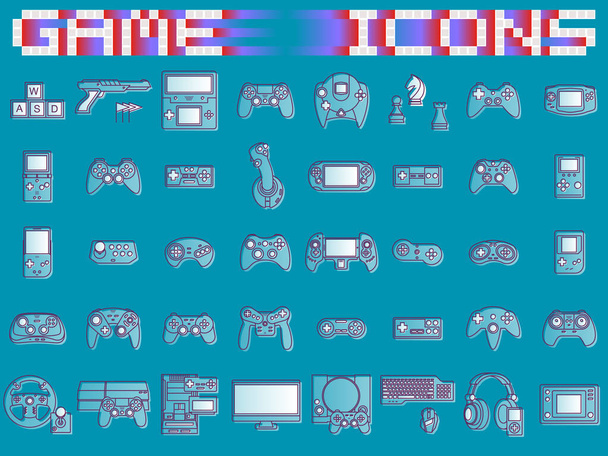 Video game icons set. - Vetor, Imagem