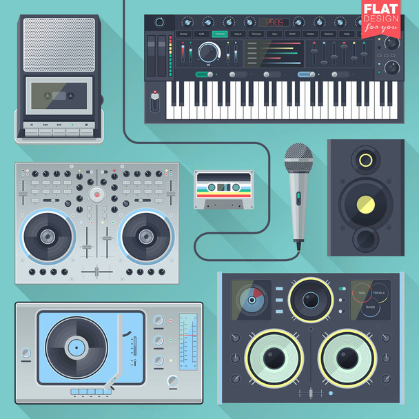Music gadgets and instruments - Vetor, Imagem