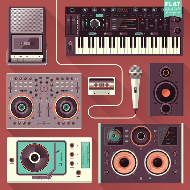 Music gadgets and instruments - Vetor, Imagem