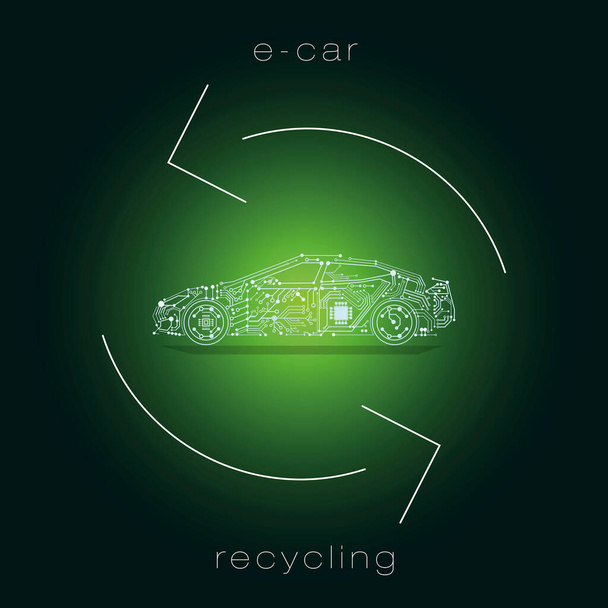 elektrische auto illustratie - e-auto of accu auto voertuig - Foto, afbeelding
