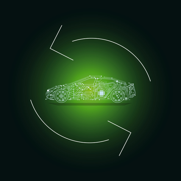 Illustration für Elektroautos - Illustration für E-Autos oder Batteriefahrzeuge für Elektroautos - Recycling für E-Autos oder Batterien - Foto, Bild
