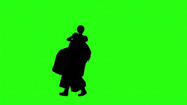 3d illustratie - silhouetten van mensen knuffelen op groen scherm - Foto, afbeelding