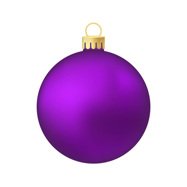 Purple violet Christmas tree toy or ball Volumetric and realistic color illustration - Vetor, Imagem
