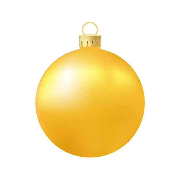 Gele kerstboom speelgoed of bal Volumetrische en realistische kleur illustratie - Vector, afbeelding