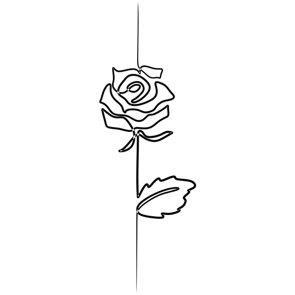 Flower one line drawing minimalist, rose floral contour hand drawn, concept of romantic and beauty, good for poster and wall art. - Vektor, kép