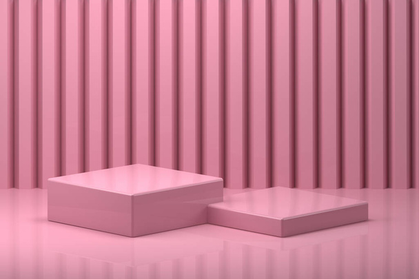 φωτεινό ροζ βάθρο με δύο ζώνες για καλλυντικά 3d καθιστούν - Φωτογραφία, εικόνα
