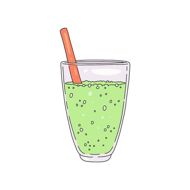Citrus green detox or smoothie diet drink in glass vector illustration isolated. - Vektör, Görsel