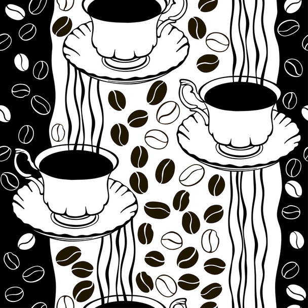 granos de café y tazas patrón
 - Vector, imagen