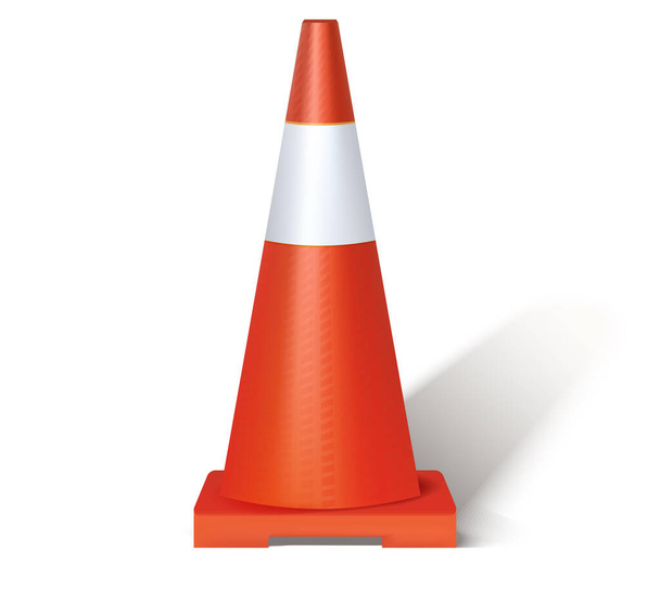 Road cone repair Warning street cone. Roadblock traffic construction. Barricade safety barrier construction. - Vector, Image