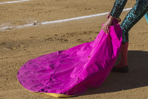 Spanish Bullfighter with the Cape in the Sabiote bullring, Sabio - Photo, Image