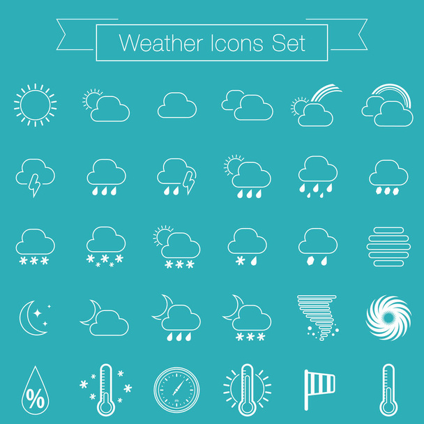 Weather widget and flat icons - Vektor, Bild